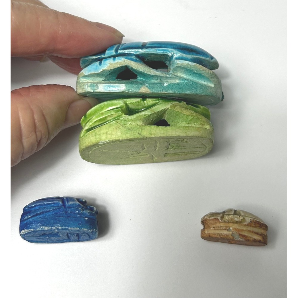 Scarab Beetle Amulet Figurines OS Multicolor Egyptian Decor Set of 4 Sizes - Picture 9 of 11